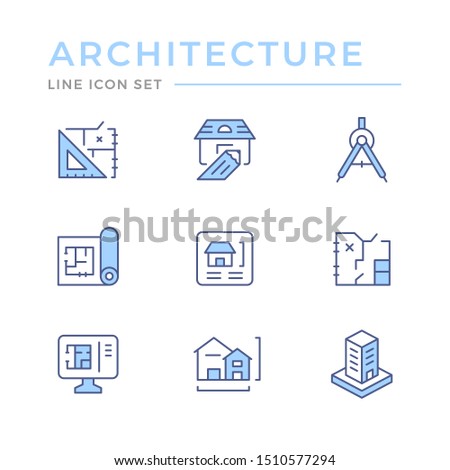 Set line icons of architectural