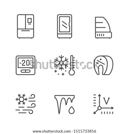 Set line icons of fridge