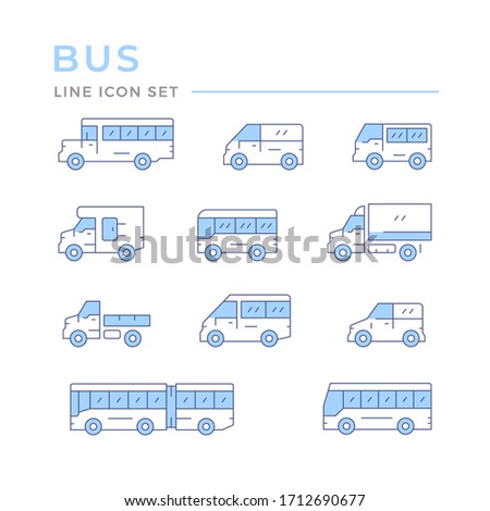 Set color line icons of bus and van