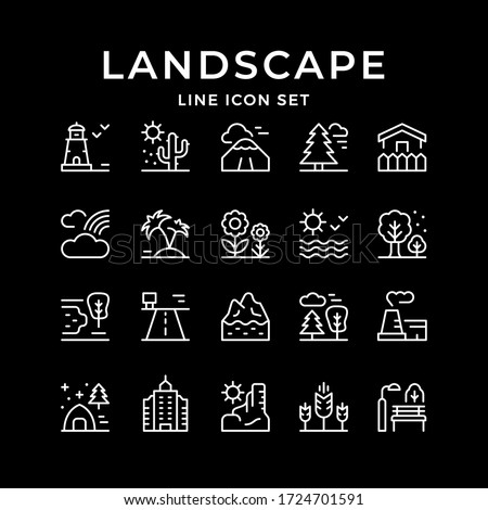 Set line outline icons of landscape ストックフォト © 