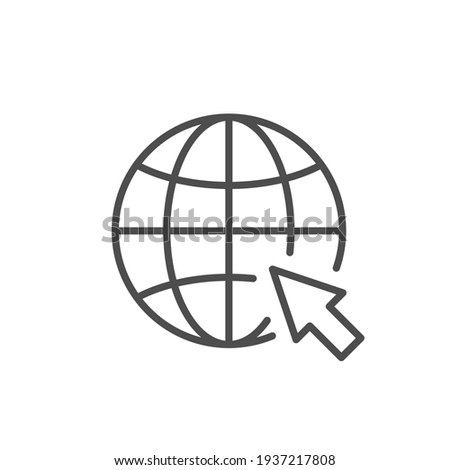 Globe and arrow line outline icon