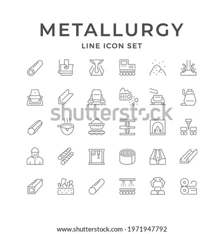 Set line icons of metallurgy