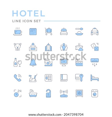 Set color line icons of hotel