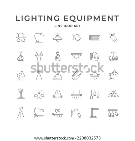 Set line icons of lighting equipment