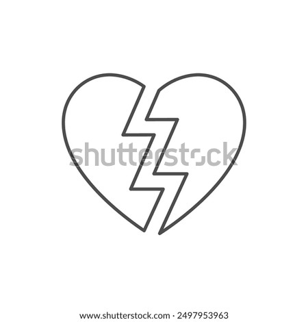 Broken heart line outline icon