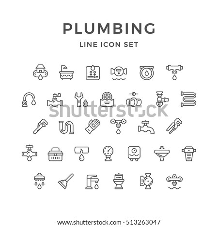 Set line icons of plumbing