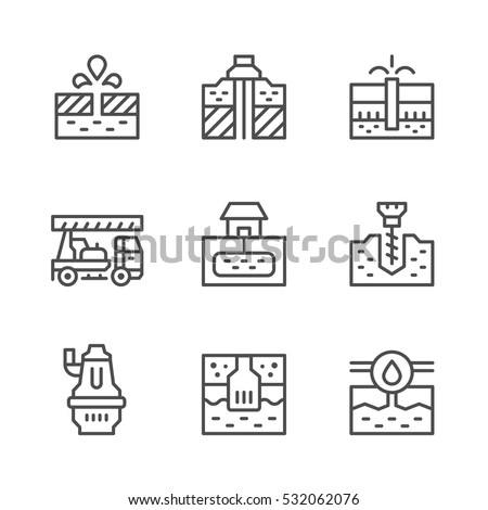 Set line icons of water bore