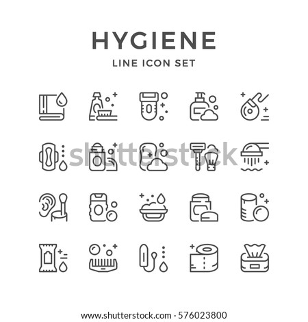 Set line icons of hygiene Stock foto © 