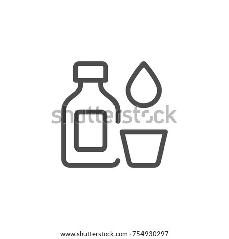 Medicine bottle line icon isolated on white. Vector illustration