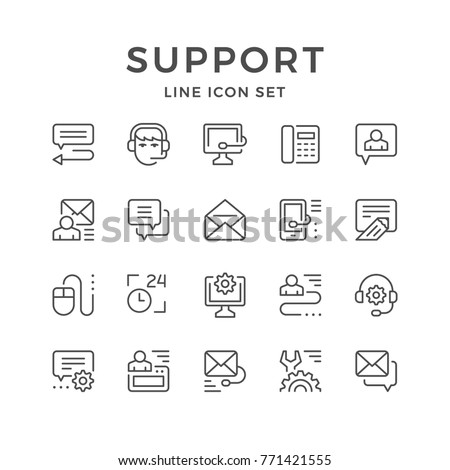 Set line icons of support