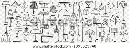 Lamps and floor lamps doodle set