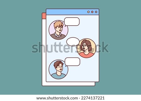 Colleagues communicate in chatbox by exchanging messages or upcoming work tasks in Internet application for phone. Concept task manager or messengers for men and women working in modern IT startup 