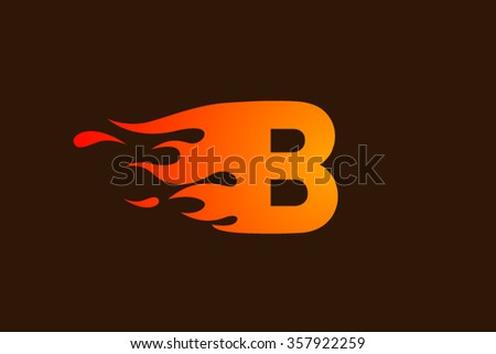 B letter logo, fire flames logo design.