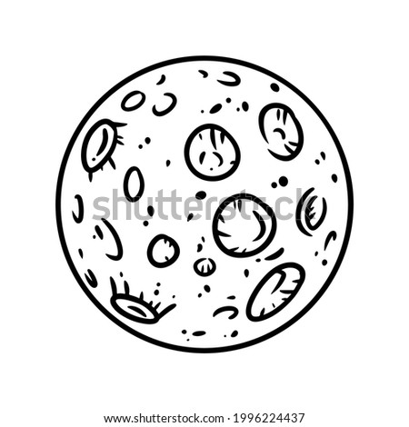 Cute cartoon moon doodle image. Meteor logo. Media highlights graphic illustration