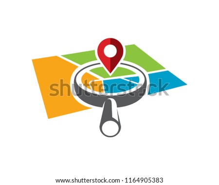 Modern Isometric GPS Map Locator Logo In Isolated White Background