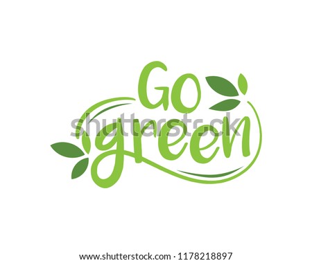 Modern Go Green Environment Label Logo Illustration In Isolated White Background