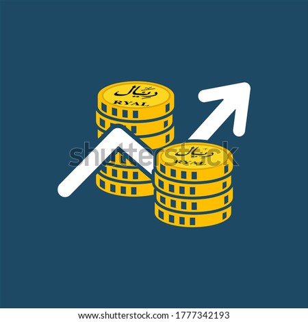 Business icon, Saudi riyal. Saudi Stock Market Vector,gold coins, share market, economy growth, saudi riyal coins