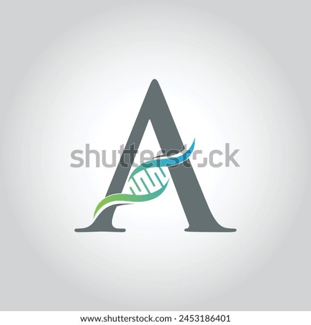 Letter A DNA logo design on white background.