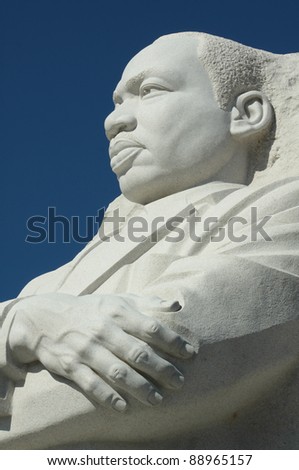 WASHINGTON, D.C. - OCTOBER 28, 2011 - Granite statue of Dr. King at the Martin Luther King Memorial on the National Mall, October 28, 2011 in Washington, D.C.