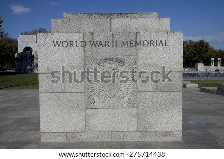 Granite marker at the World War II Memorial on the national mall in Washington, D.C