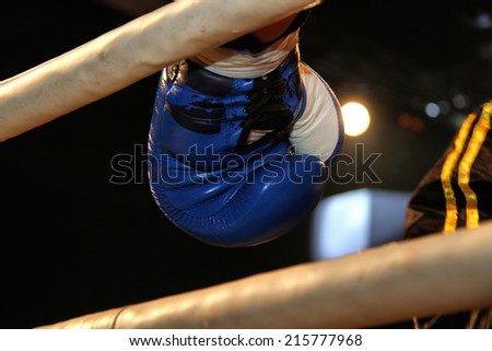 Boxing gloves during a professional boxing match