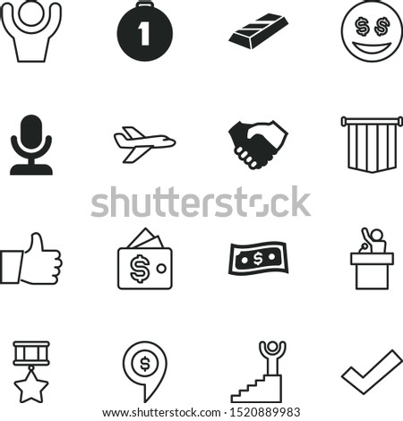 success vector icon set such as: emotion, politician, championship, rich, medallion, audio, finger, approved, consent, pin, plane, pointer, stair, sport, community, candidate, good, perfect, airplane