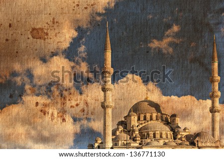 Image of canvas print with landmark Istanbul mosque.