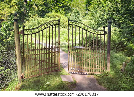 Image of antique wrought iron gate.