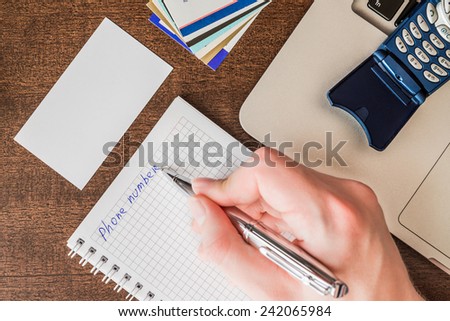Organization of business meetings, to make important call and to write it down in a notebook