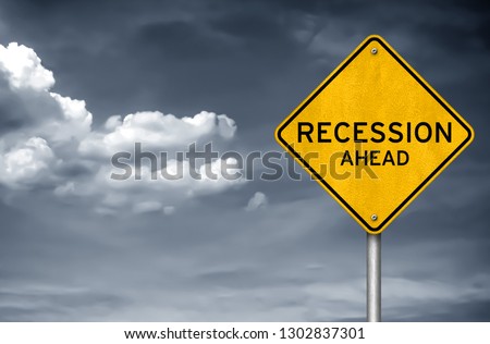 Recession ahead - road sign warning concept Сток-фото © 