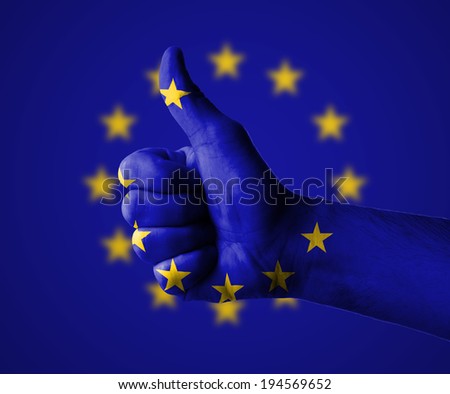 Hand with thumbs up for the European Union