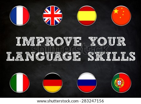 improve your language skills - blackboard illustration