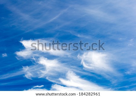 CirrusÃ¢Â?Â?ringlets, fibrous clouds, also high level clouds and blue sky