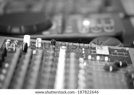 Black and white photography of dj tools