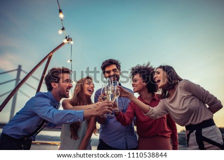 Similar – Image, Stock Photo Crop person having champagne poured into glass near pool
