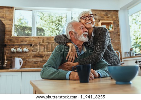 Similar – Image, Stock Photo Woman hugging her elderly mother