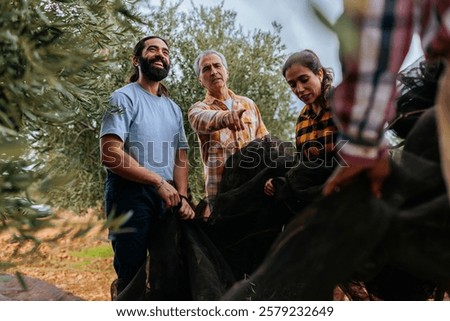 Similar – Image, Stock Photo farmers collecting olives in field of spain