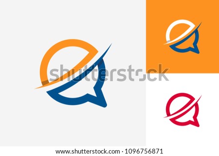 Slash Chat Logo Template Design Vector, Emblem, Design Concept, Creative Symbol, Icon