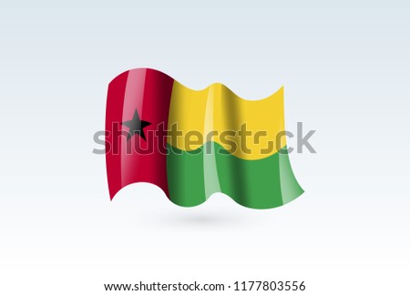 Vector of waving Guinea Bissau flag, isolated flag icon. independence day or national day flag symbol.