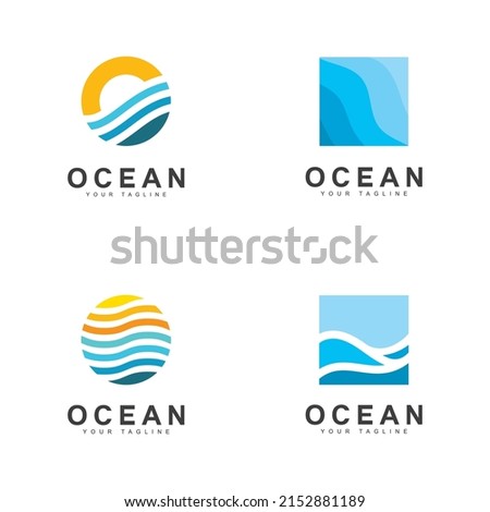 Ocean Wave Logo Template Vector, Ocean simple and modern logo design