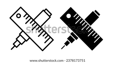 Pen and ruler icon in trendy outline style design. Vector graphic illustration. Pen and ruler icon for website design, app, logo, and ui. Vector file. EPS 10.