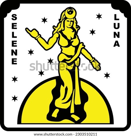 Luna or Selena Goddess of Rome and Greek Vector