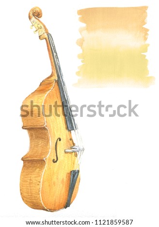 hand drawn art work.cello water color painting.