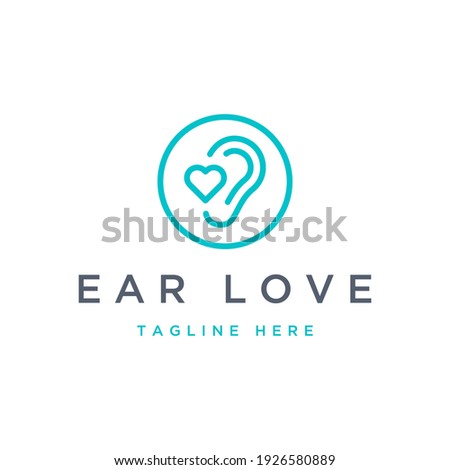 logo design ear care or ear with a love