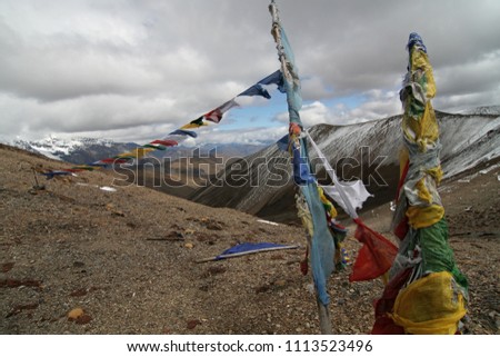 Mountain pass Nyele La at an altitude of 4,830 meters.
Jigme Dorji National Park. Bhutan. Asia. Stock fotó © 