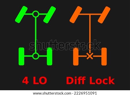 four wheel drive,four low and diff lock system,vector illustration