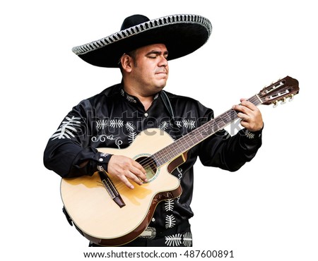 Similar – Image, Stock Photo Man playing a spanish guitar and recording with a microphone