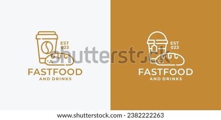 Bread and drink fast food logo design vector