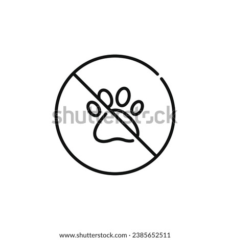 No animal line icon sign symbol isolated on white background. No pets allowed line icon