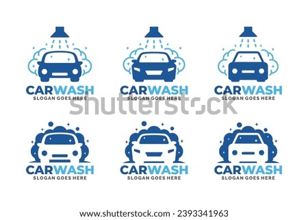  Car wash logo set design vector